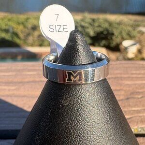 University of Michigan wolverines  Women's Stainless Steel Ring 6mm